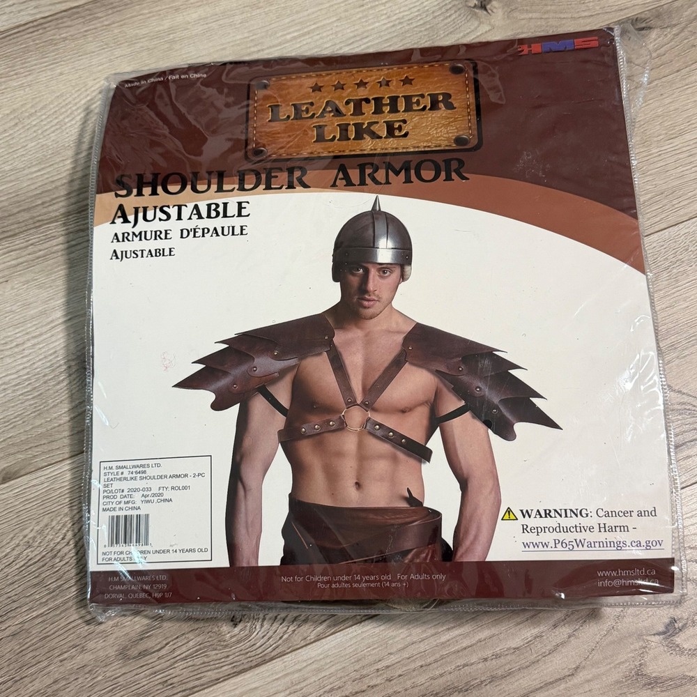 HMS Leatherlike Shoulder Armor Adjustable Brown Warrior Costume Pauldron Set